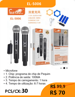 MICROFONE PCS/CX:30 R$70