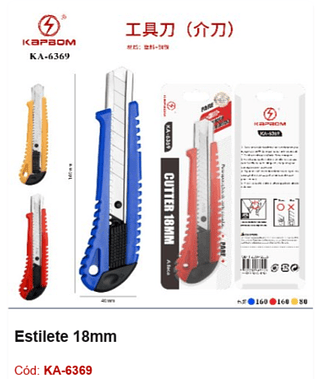 Estilete 18mm R$ 3,42 PCS/Cx: 400
