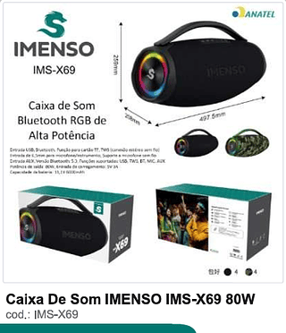 Caixa De Som IMENSO 80W R$766,8 PC/CX 4
