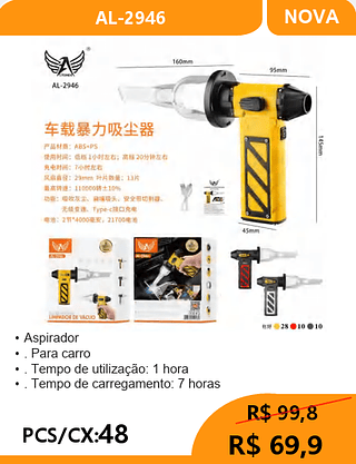 Aspirador PCS/CX:48 R$69,9