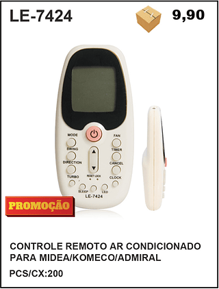 CONTROLE REMOTO AR CONDICIONADO PARA MIDEA/KOMECO/ADMIRAL 200PÇ=9,9$