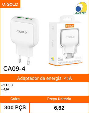 Adaptador de energia 4.1A - Caixa 300 PCS Preco Unitario 6,62