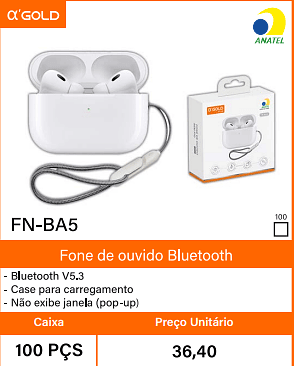Fone de ouvido Bluetooth Caixa 100 PCS Preco Unitario 36,40