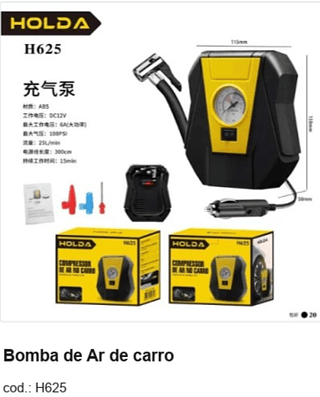 Bomba de Ar de carro R$ 38,7 PC/CX:20