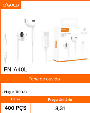 Plugue TIPO-C Fone de ouvido Caixa 400 PCS Preco Unitario 8,31