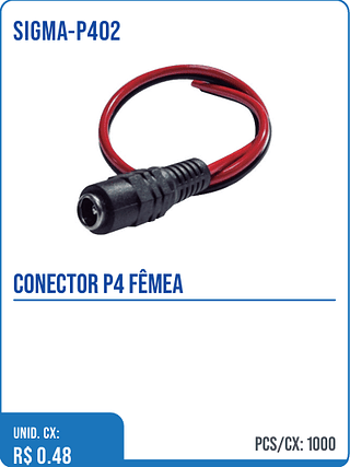 CONECTOR P4 FÊMEA UNID. CX: R$ 0.48 PCS/CX: 1000