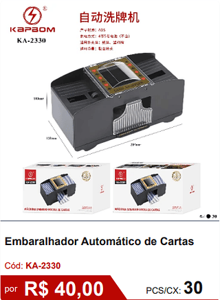 Embaralhador Automático de Cartas R$ 40,00-10%=36.00/ PCS/CX: 30