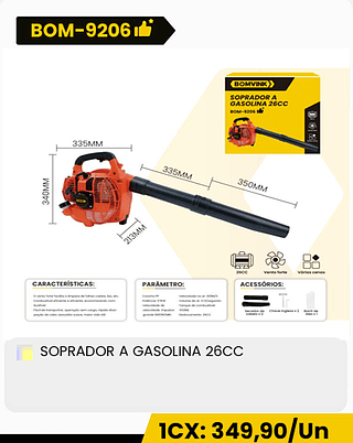 SOPRADOR A GASOLINA 26CC CX: 1PCS 1CX: 349,90/Un