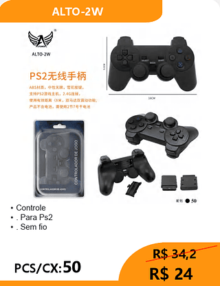CONTROLE PS2 S/FIO PCS/CX:50 R$ 24