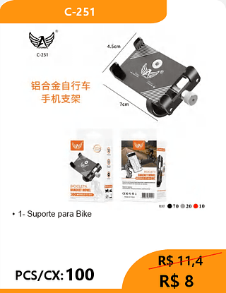 Suporte para Bike PCS/CX: 100 R$ 8