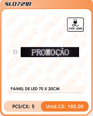 PAINEL DE LED 70 X 20CM 5PÇ=180$