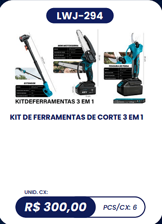 KIT DE FERRAMENTAS DE CORTE 3 EM 1 UNID. CX: R$ 300,00 PCS/CX: 6