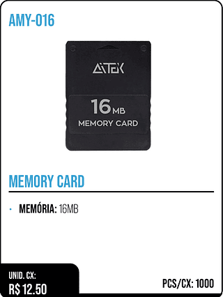 MEMORY CARD UNID. CX: R$ 12.50 PCS/CX: 1000