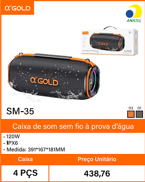 Caixa de som sem fio a prova d'agua Caixa 4 PCS Preco Unitario 438,76