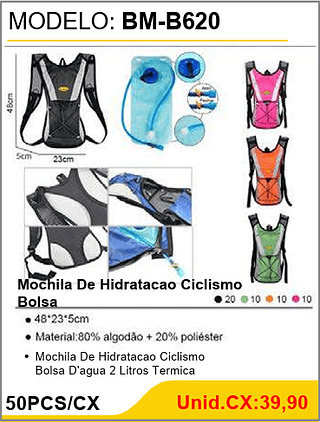 Mochila De Hidratacao Ciclismo Bolsa 50PCS/CX Unid.CX:39,90