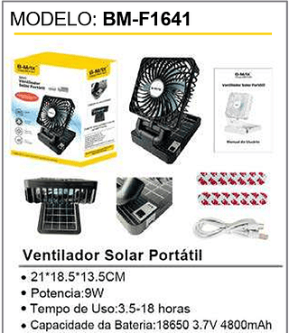 Ventilador Solar Portátil 40PCS/CX Unid.CX: 30,00