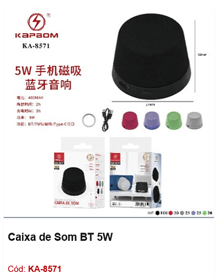 Caixa de Som BT 5W R$21,6 PCS/cx:200