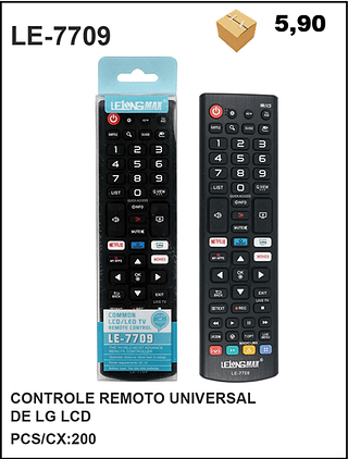CONTROLE REMOTO UNIVERSAL DE LG LCD 200PÇ=5,9$
