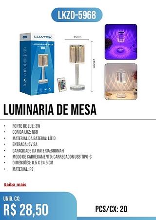LUMINARIA DE MESA 20pç=28,50$