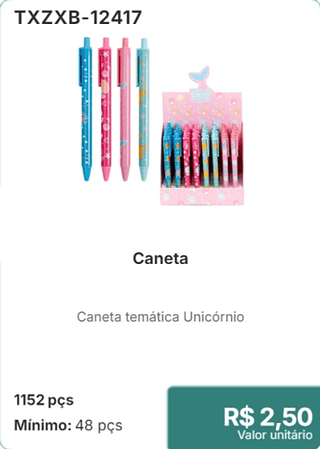 Caneta 1152 pcs R$ 2.50