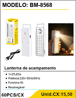 Lanterna de acampamento 60PCS/CX Unid.CX:15,50