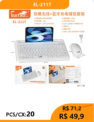 KIT TECLADO E MOUSE PCS/CX:20 R$49,9