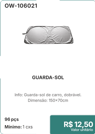 GUARDA-SOL 96 pçs R$ 12.50