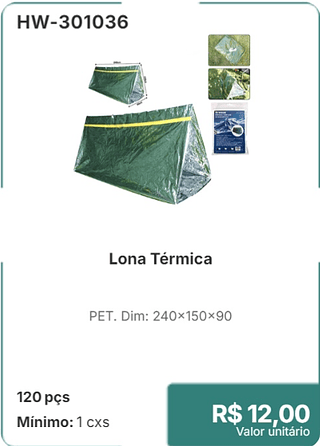 Lona Térmica 120 pçs R$ 12,00