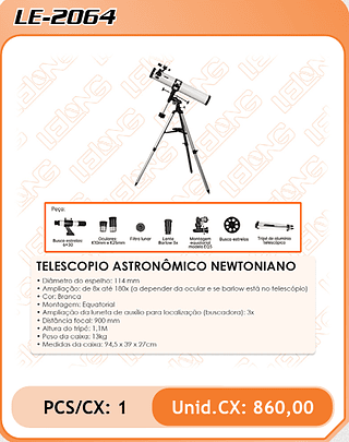 TELESCOPIO ASTRONOMICO NEWTONIANO 1PÇ=860$