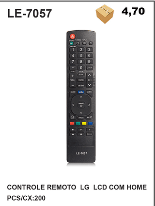 CONTROLE REMOTO LG LCD COM HOME 200pç=4,7$