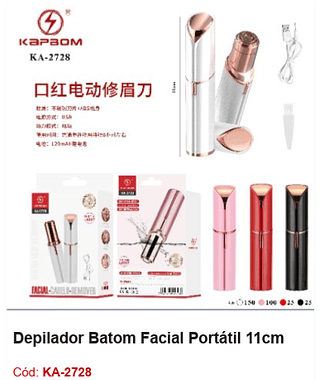 Depilador Batom Facial Portátil 11cm R$ 8,55 PCS/CX: 300
