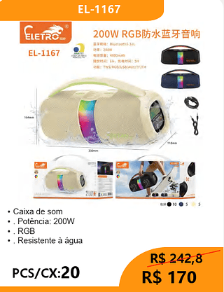 CAIXA DE SOM PCS/CX:20 R$170