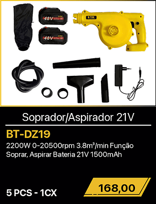 Soprador/Aspirador 21V 5PCS R$168,00