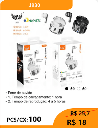 FONE BLUETOOTH PCS/CX:100 R$18