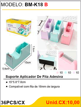 Suporte Aplicador De Fita Adesiva 36PCS/CX Unid.CX:10,00
