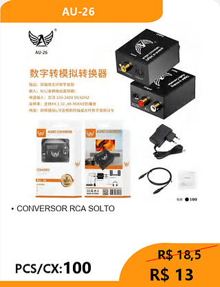CONVERSOR RCA SOLTO PCS/CX:100 R$ 13
