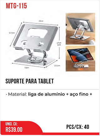 Suporte Para Tablet 40pç=39$