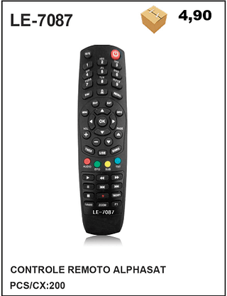 CONTROLE REMOTO ALPHASAT 200pç=4,9$