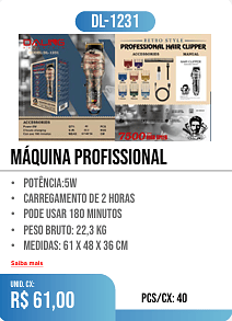 máquina profissional PCS/CX: 40 UNID. CX: r$ 61,00