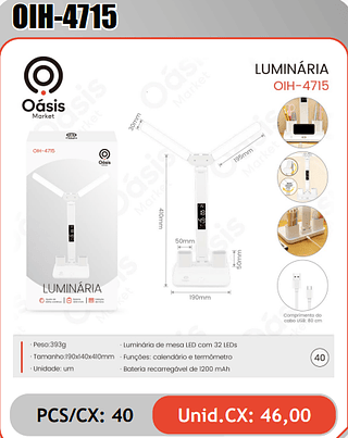 LUMINARIA PCS/CX: 40 Unid.CX: 46,00