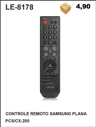 CONTROLE REMOTO SAMSUNG PLANA 200PÇ=4,9$