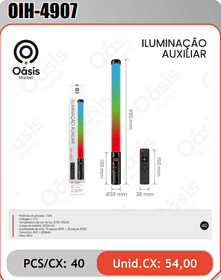 ILUMINACAOAUXILIAR PCS/CX: 40 Unid.CX: 54,00