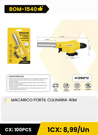 MACARICO PORTIL CULINARIA 40M CX: 100PCS 1CX: 8,99/Un