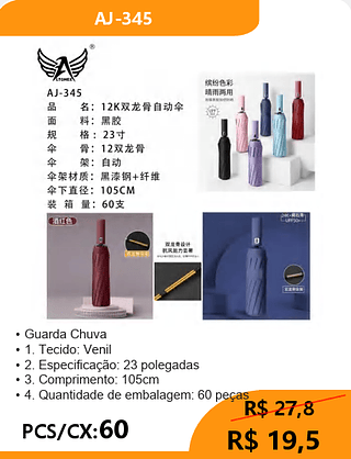 Guarda Chuva PCS/CX:60 R$ 19,5