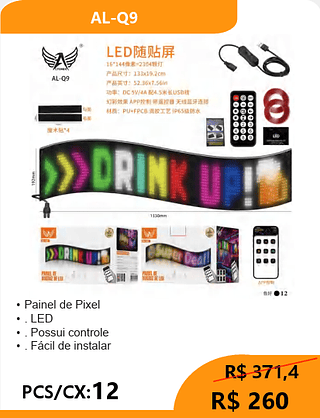 Painel de Pixel PCS/CX:12 R$ 260