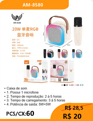 Caixa de som PCS/CX:60 R$ 20