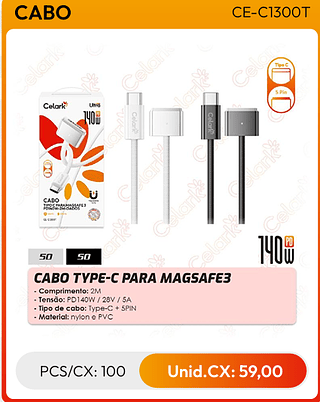 CABO TYPE-C PARA MAGSAFE3 PCS/CX: 100 Unid.CX: 59,00