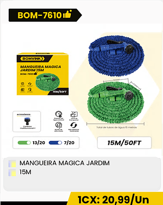 MANGUEIRA MAGICA JARDIM 15M CX: 20PCS 1CX: 20,99/Un