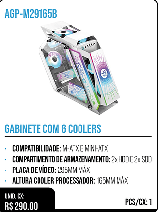 GABINETE COM 6 COOLERS UNID. CX: R$ 290.00 PCS/CX: 1