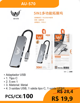 Adaptador USB PCS/CX:100 R$ 19,9